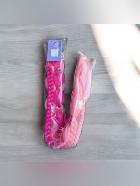 NEW Claire's Tonal Pink Bubble & Braid Faux Hair Tie Extensions Ponytail PRIDE